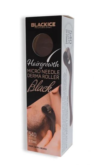 BLACK ICE Hair growth Micro Needle Derma Roller - Black- single pack